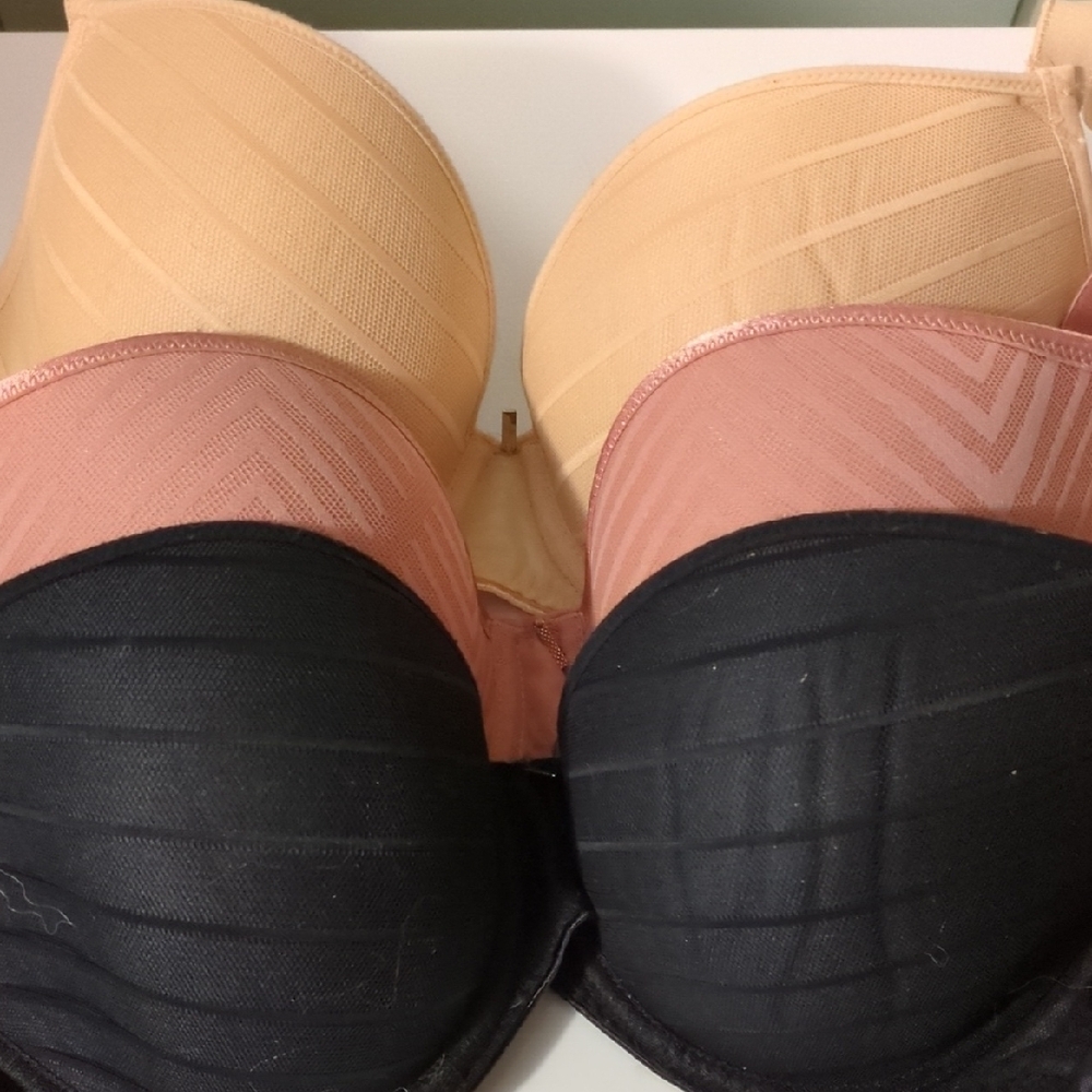 Set of 3 Freya Deco Tailor Cameo Bras - Black, Pink, Nude 30F